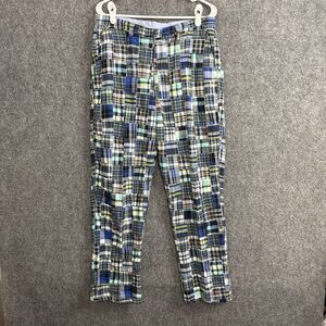 J.Crew Classic Fit Madras Chino Pants Mens size 34 Blue Patchwork